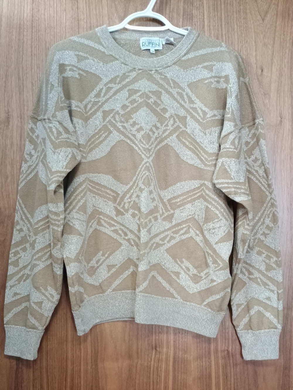 Gianfranco Ruffini Patterned Tan Crewneck Sweater L
